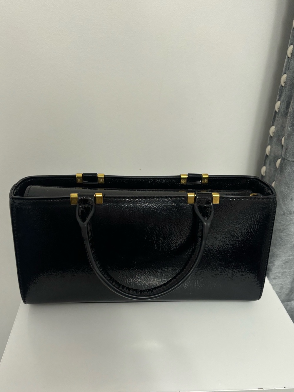Zara Black Shoulder Bag with Gold Accents